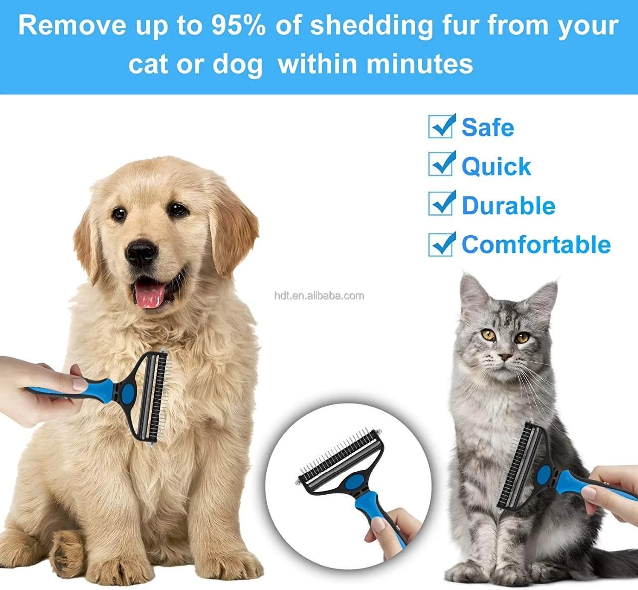 2 in 1 Deshedding Grooming Undercoat Brush for Pets