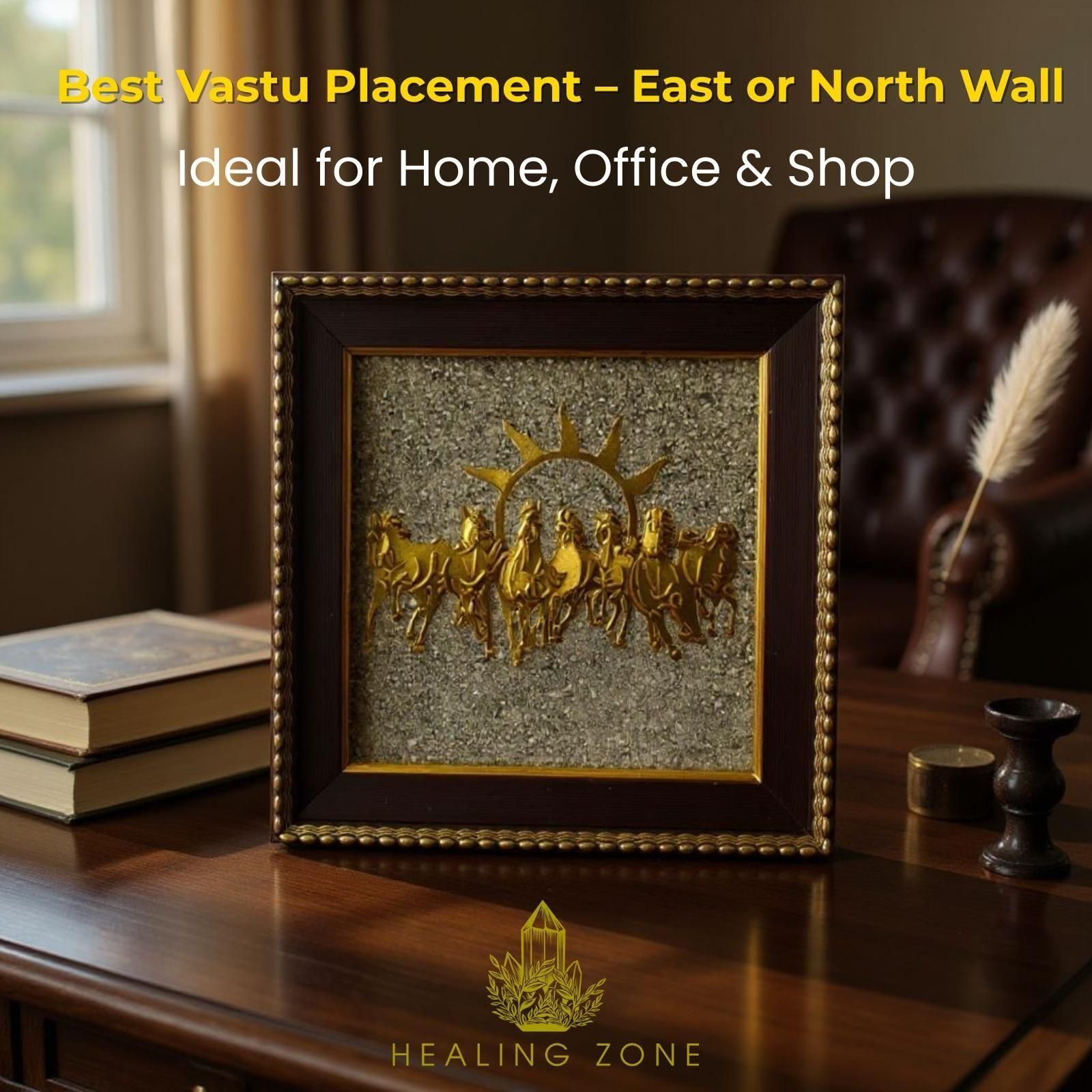 Vastu Seven Horses on Raw Pyrite Frame