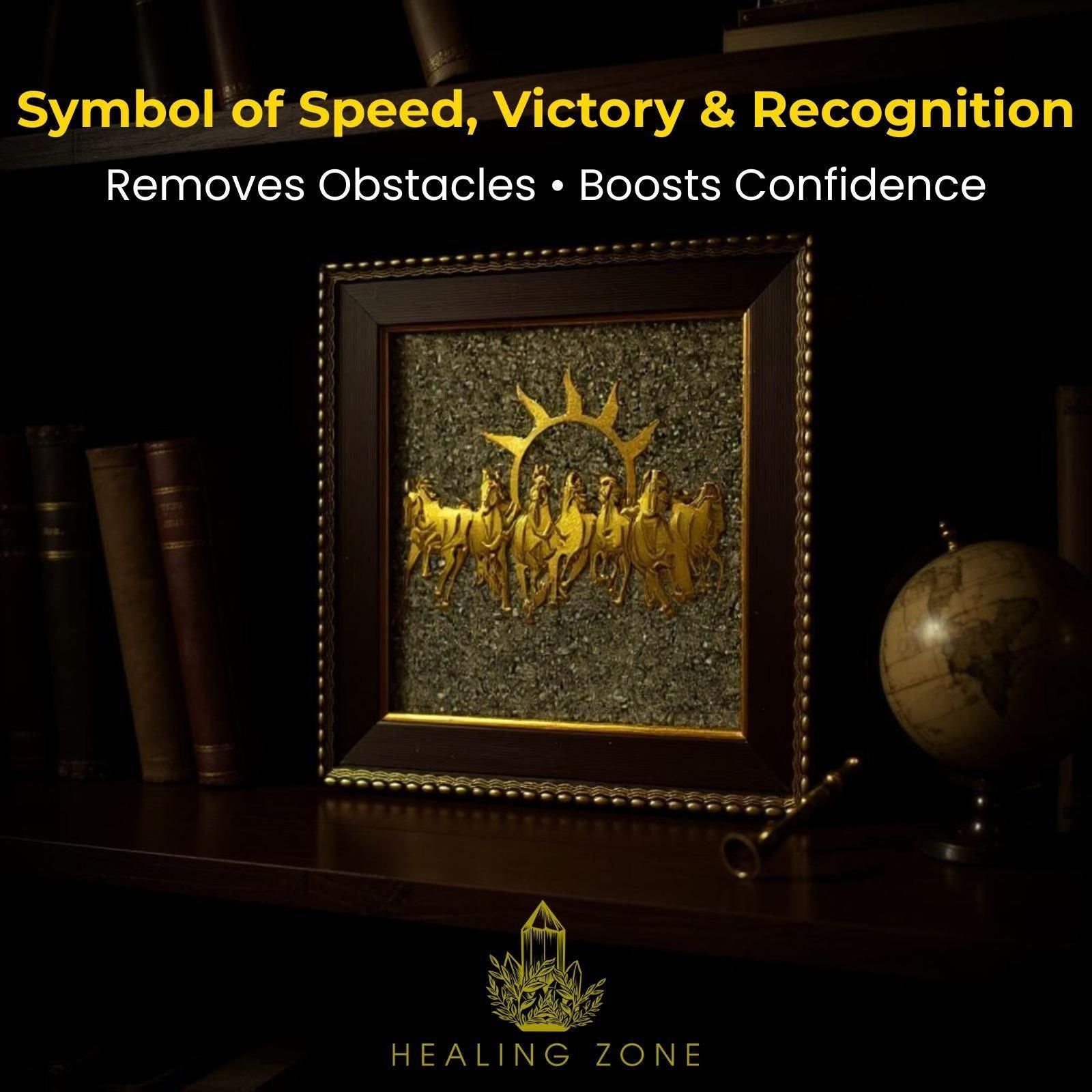 Vastu Seven Horses on Raw Pyrite Frame