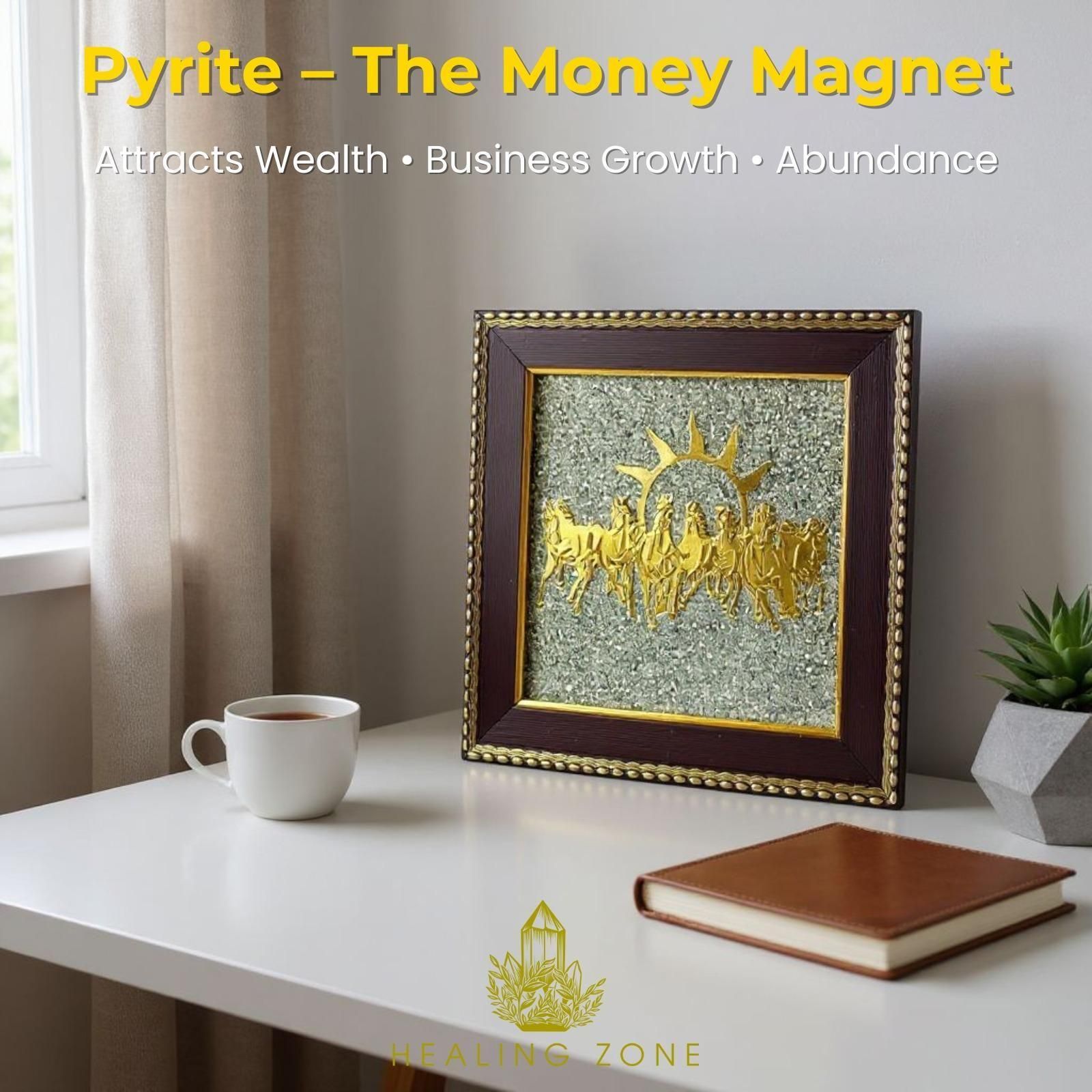 Vastu Seven Horses on Raw Pyrite Frame