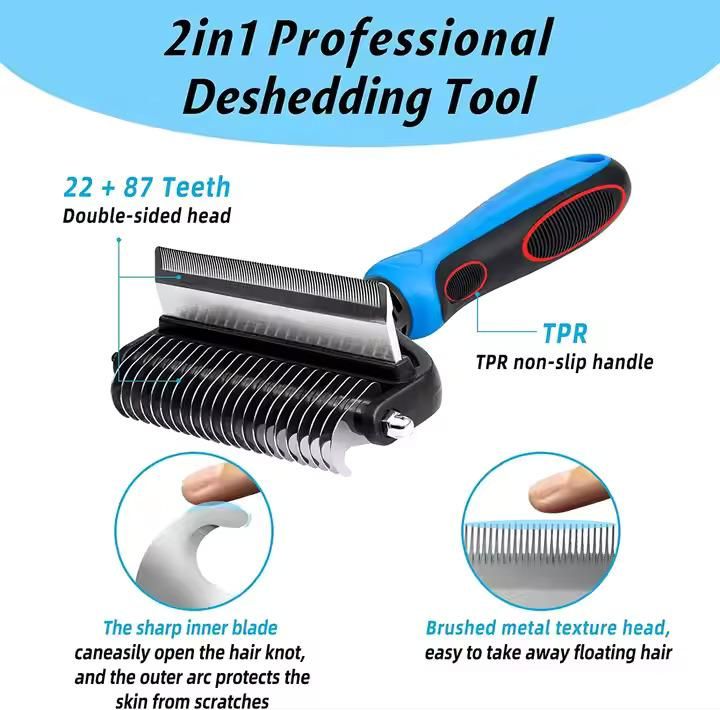 2 in 1 Deshedding Grooming Undercoat Brush for Pets